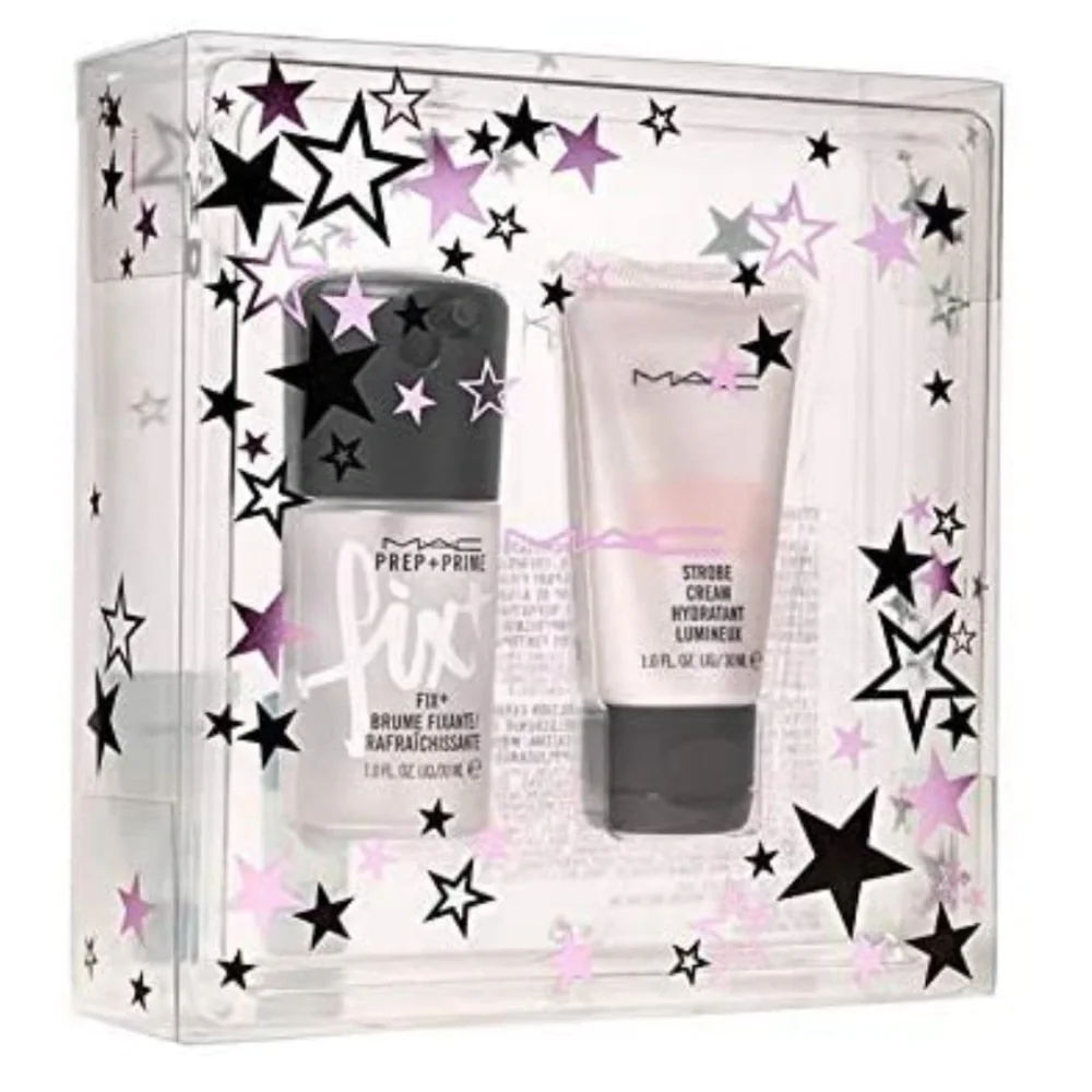 MAC STARS OF SKINCARE SET PREP + PRIME FIX+ AND STROBE CREAM SET $32 Value NIB